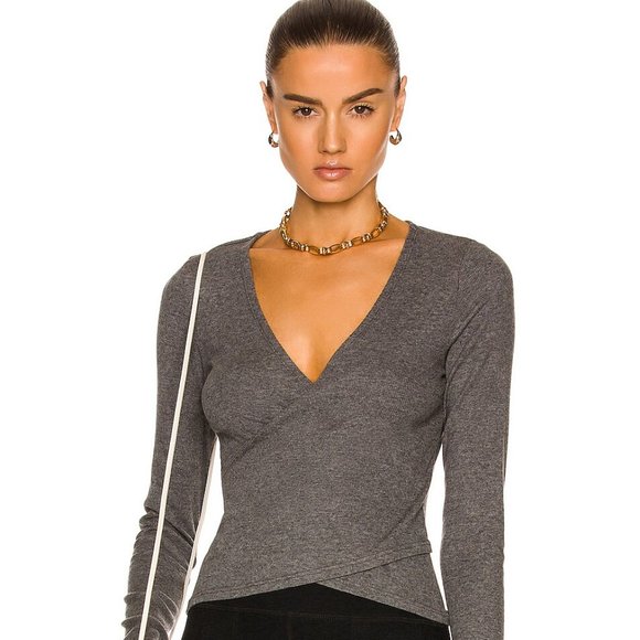 Beyond Yoga Tops - Beyond Yoga Wrap Party Long Sleeve Top - Heather